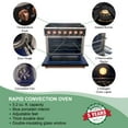 thumbnail image 6 of Akicon 36" Slide-in Freestanding Professional Style Gas Range with 5.2 Cu. Ft. Oven, 6 Burners, Convection Fan, Cast Iron Grates. Black & Copper, 6 of 9