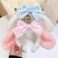 thumbnail image 4 of Eoperou Cute Bow Headband with Fuzzy Ears Cosplay Prom Halloween Soft Elastic Hairband for Kids Adults Girls, 4 of 8