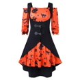 thumbnail image 1 of Vestido vintage con estampado de calabaza y hombros descubiertos de talla grande con chaleco Rosegal  Sudaderas y sudaderas con capucha, 1 of 5