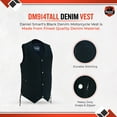 thumbnail image 2 of Daniel Smart Men’s Vest - Unique Black Denim with V-Neck Design Motorcycle Vest, 2 of 7