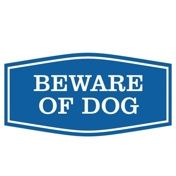 Fancy Beware of Dog Sign (Blue) - Small