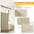 thumbnail image 5 of No Hooks Linen Textured Shower Curtain with Snap-in Fabric Liner Set,Beige Hotel Luxury Decor Shower Curtains for Bathroom with See Through Top Window,Water Resistant Fabric,72Wx75W,Cream, 5 of 6