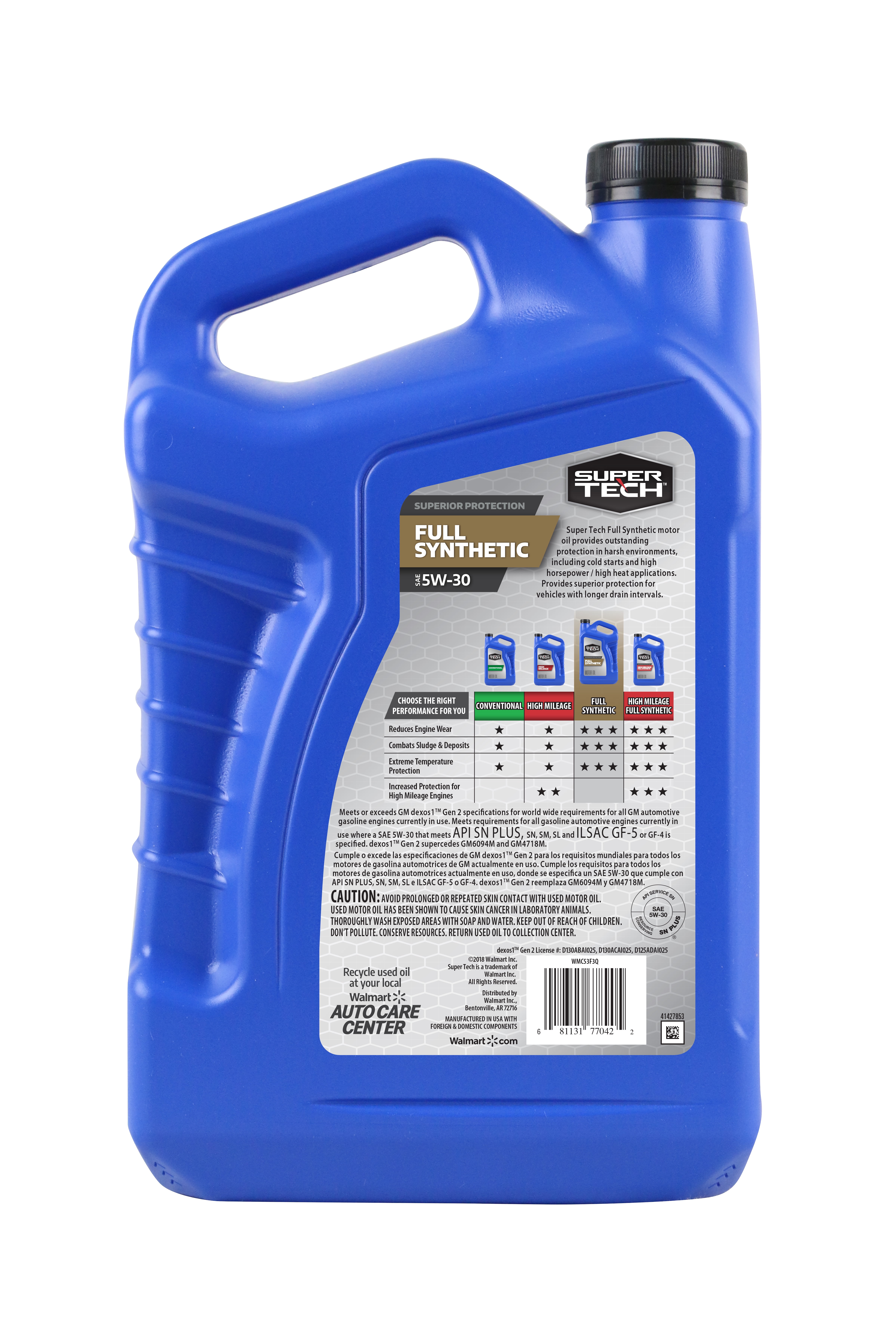 Super Tech Full Synthetic Sae 5w 30 Motor Oil 5 Quarts Walmart Com Walmart Com