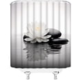thumbnail image 3 of Spa Lotus Shower Curtain White Lotus Flower Gray Stones Water Lily Floral Japanese Style Relax Nature Bathroom Decor Fabric Bathroom Sets with Hooks, 3 of 3