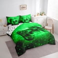 thumbnail image 3 of Homewish 3D Game Console Bedding Comforter Set 7 Pieces for Kids, Futuristic Gamepad Full Bedding Set, Green Stripes Lines Reversible Fitted Sheet Flat Sheet, Lightweight Room Decor, 3 of 7