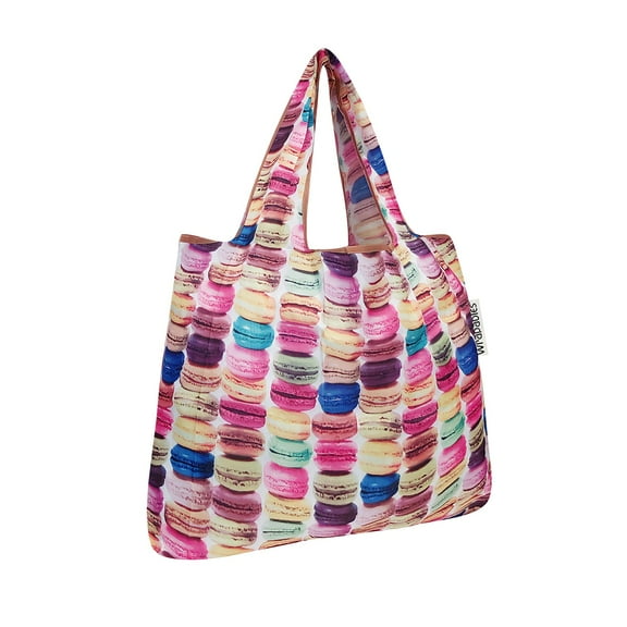 Wrapables Small Foldable Tote Nylon Reusable Grocery Bags, Macarons