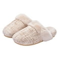 thumbnail image 4 of Rokment Classic Platform Fuzzy Slippers for Women Indoor and Outdoor Winter Fashion Warm Plush Slip on Boots House Bedroom Booties Ladies Beige Size 6, 4 of 5