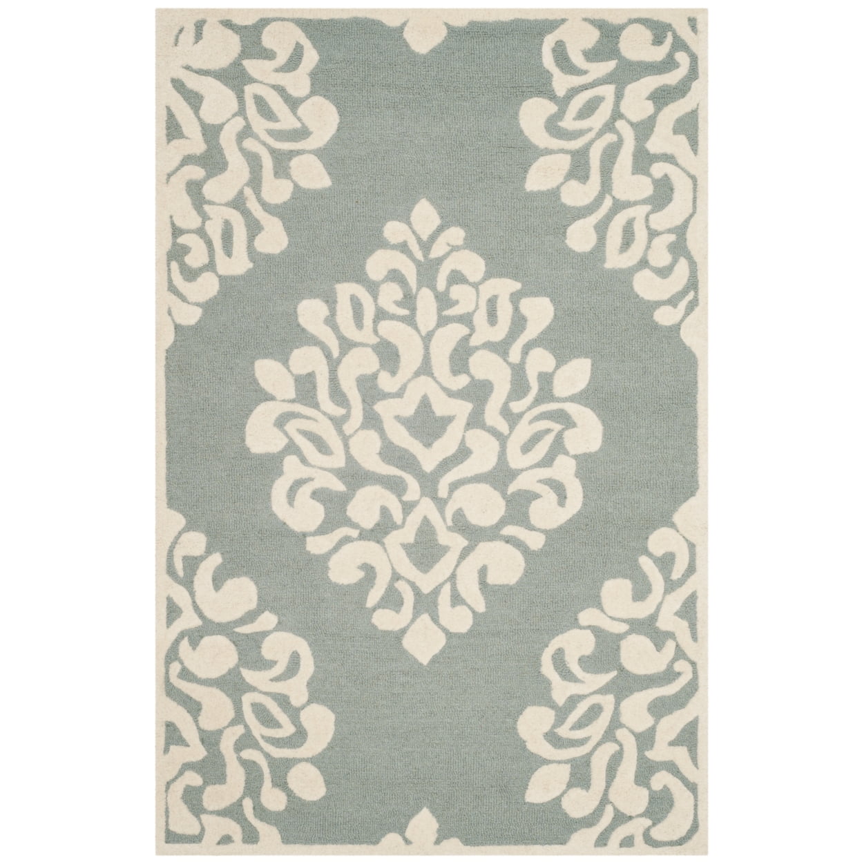 SAFAVIEH Martha Stewart Floret Damask Geometric Wool Area Rug, Arrowroot, 4' x 4' Round