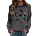 thumbnail image 3 of Christmas Sweatshirts for Women Casual Long Sleeve Pullover Cat Print Hooded Sweatshirt Relaxed Sports Soft Winter Cozy Holiday Outdoor Loose Streetwear Crewneck Sweatshirts Women Dark Gray XL, 3 of 5