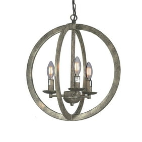 Wideskall 20 Industrial Vintage Bronze Metal Iron Frame Round Sphere Cage Chain Hanging Chandelier Ceiling Light 4 Bulbs Lighting Fixture Ul