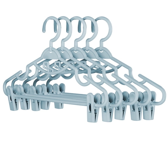 SENLLEO Plastic Pants Hangers with Clips 5 Pack Heavy Duty Skirt Hangers Swivel Hook and Notches Space Saving Acrylic Clip Hangers for Pants Suitable for All Clothing