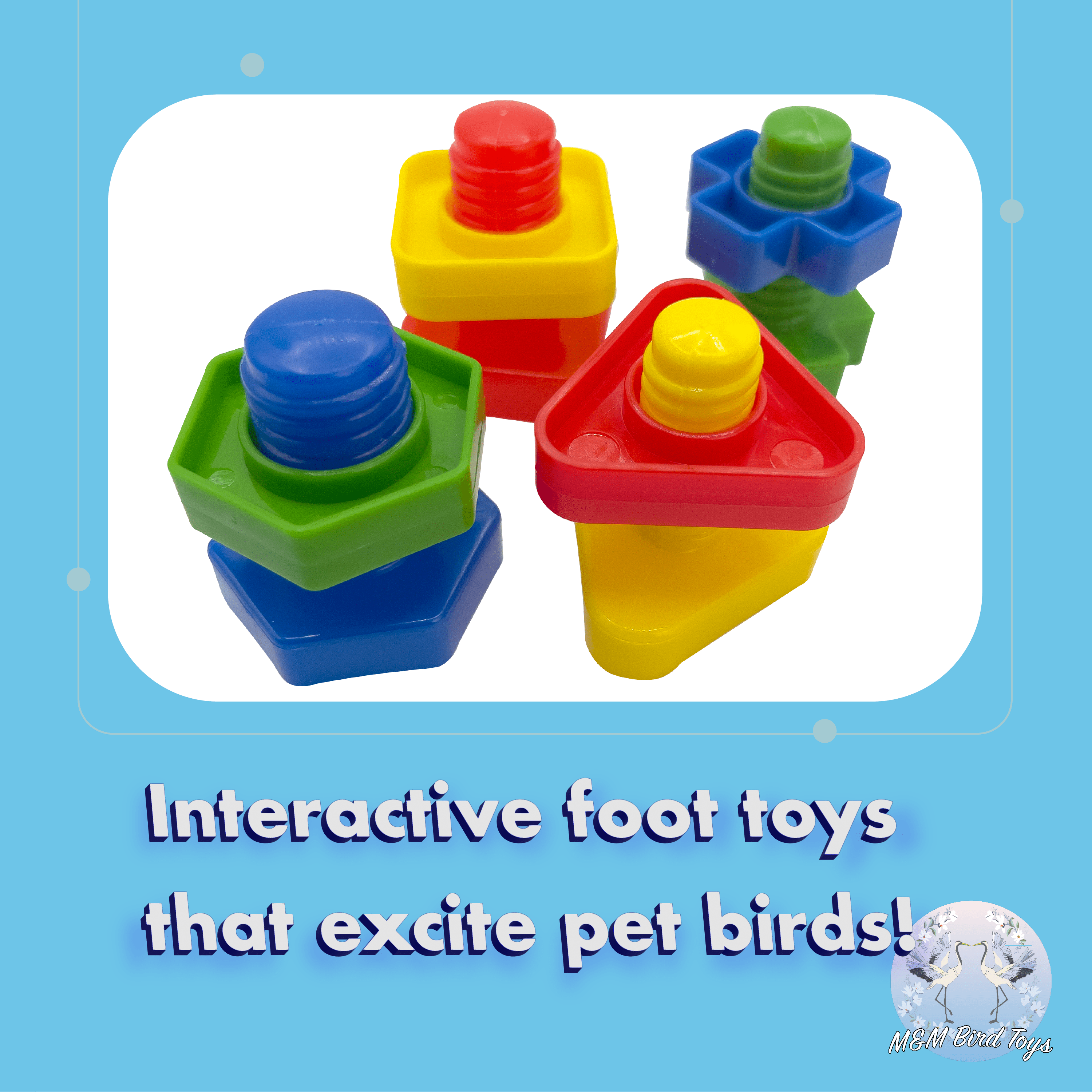 1060 Jumbo Bird Bolts Pk12 - Classic Interactive Colorful Large Size Bird Foot Toy