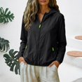 thumbnail image 6 of Vinsonshop Women's Sun Protection Jacket Hoodie Clothing Lightweight Long Sleeve Sun Cover Up Shirt Black L, 6 of 8