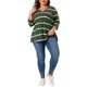 thumbnail image 2 of Tops de mujer de tallas grandes Agnes Orinda, con diseño de rayas de teñido anudado, cuello en V, mangas 3/4, blusas casuales 1X en verde oscuro, 2 of 6