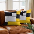 thumbnail image 3 of Yellow Black Geometric Throw Pillow Cover Abstract Patchwork Cotton Linen Cushion Cover Throw Pillow Case with Invisible Zipper for Couch Sofa Bed Chair Car 20x20 Inch, 3 of 9