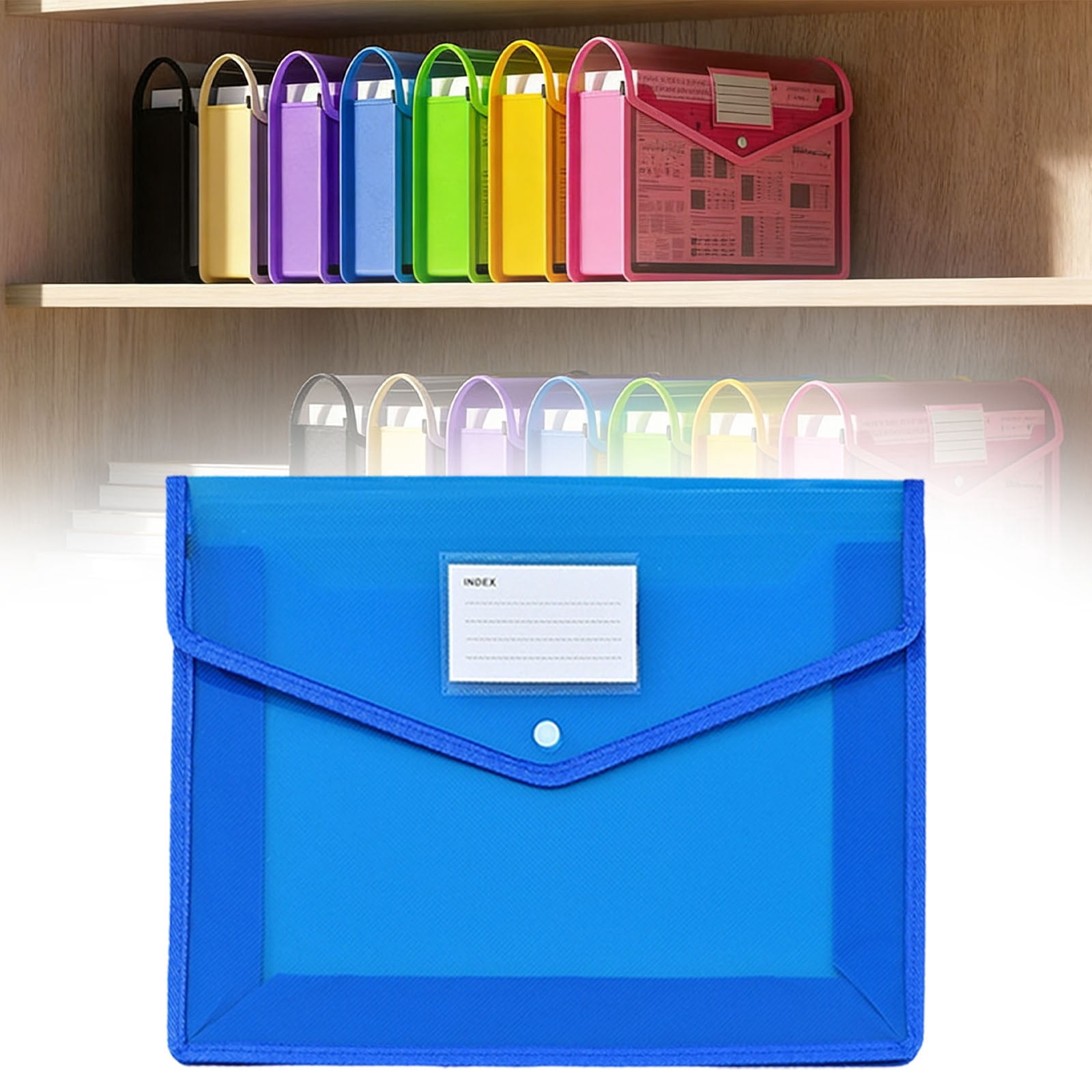 PPKVUFD 4Pcs Plastic Expanding File Folders, Envelope Folders for Documents, Waterproof Transparent Expandable File Folder, Large Capacity, Fit Letter/A4 Size