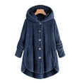 thumbnail image 2 of outfmvch cardigan for women plus size button plush hooded loose cardigan wool coat winter jacket womens tops womens sweaters navy, 2 of 6