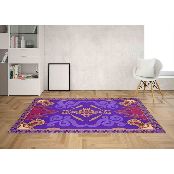 Large Rug, Dining Room Rug, Modern Rug, Rug, Salon Rug, Office Rug, Aladdin's Rug, Purple Rugs, Wedding Rugs, 3D Printed Rugs, Kids Room Rug, 3.3'x5' - 100x150 cm