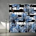 thumbnail image 2 of Royal Blue Flower Shower Curtain Black and White Striped Watercolor Roses Rustic Floral Colorful Abstract Art Arrangement Modern Fabric Bathroom Decor Set with Hooks(70" Wx84 H), 2 of 3