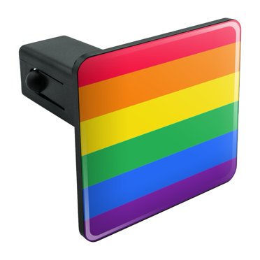 Beabes Transgender Pride Flag Receiver Hitch Cover, Light Blue Pink LGBT Pride Flag Towing Hitch Cover Plug Fits 2 Inch Receivers, Funny Hitch Tube Covers Trailer Hitch Accessories For Men Women