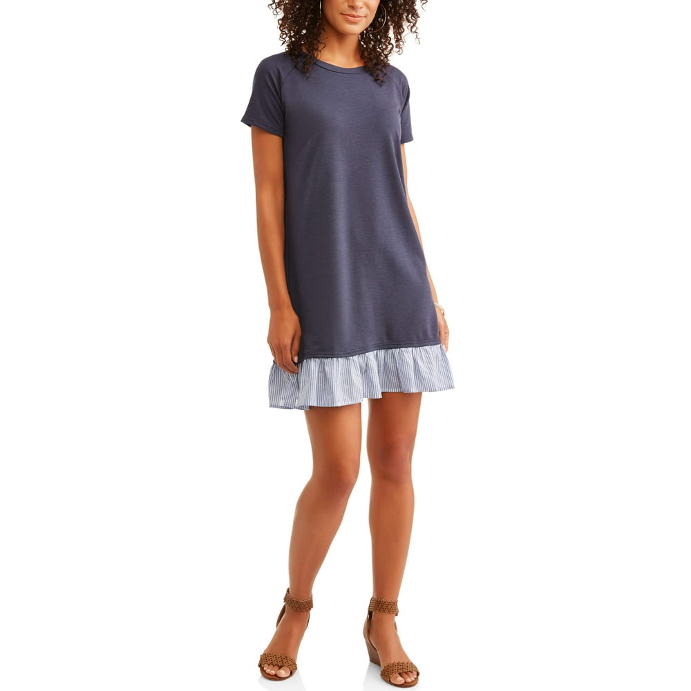 Thyme + Honey Women's French Terry Dress with Ruffle Hem Walmart