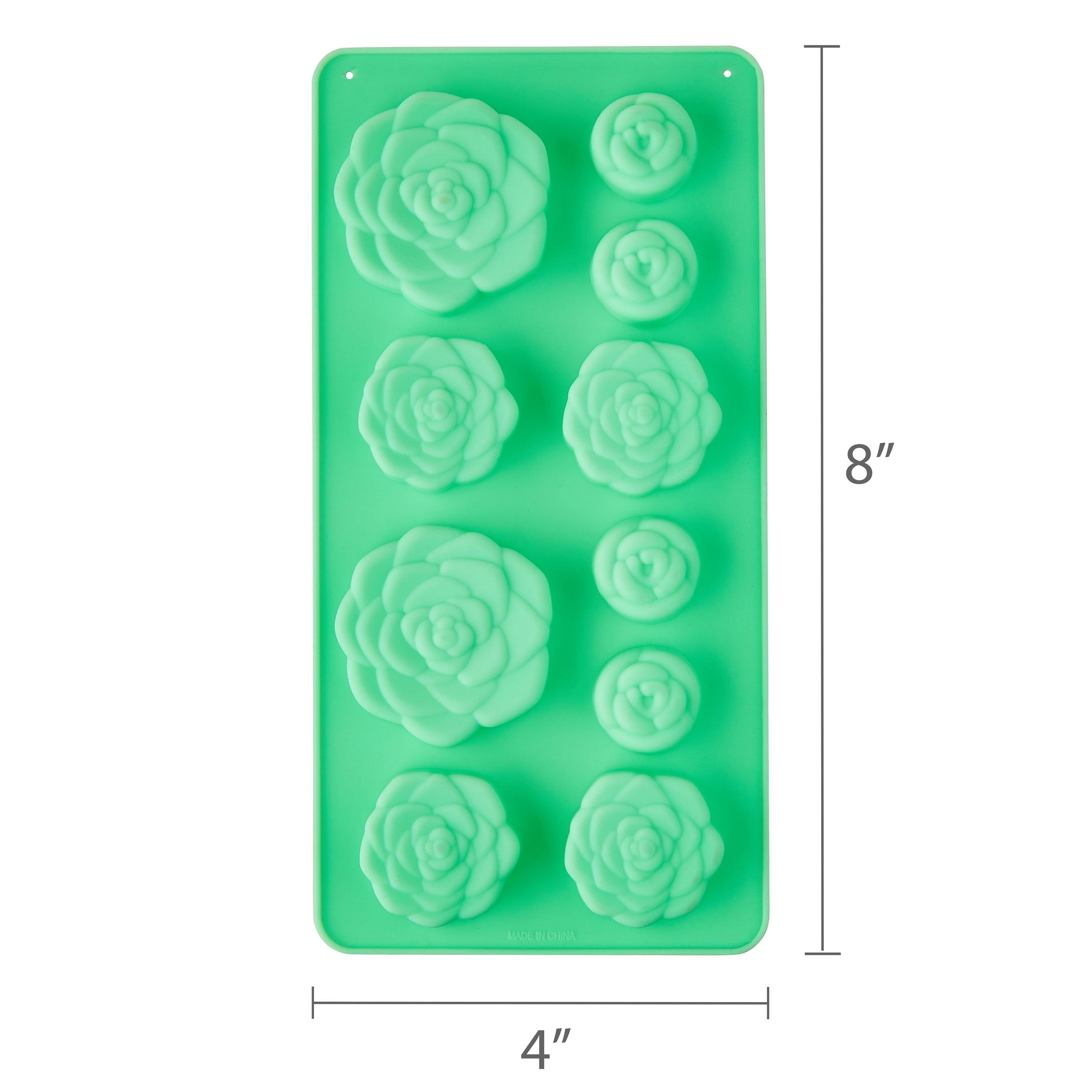 1 Count, 4 x 8 IN, 10-Cavity, Succulent Shape, Silicone Chocolate, Candy and Baking Mold, by Way To Celebrate