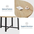 thumbnail image 4 of 47-pulgada round wood-colored dining mesa para 4: moderno industrial style con thick tabletop y sturdy metal base, space-saving para kitchen y dining room, 4 of 7