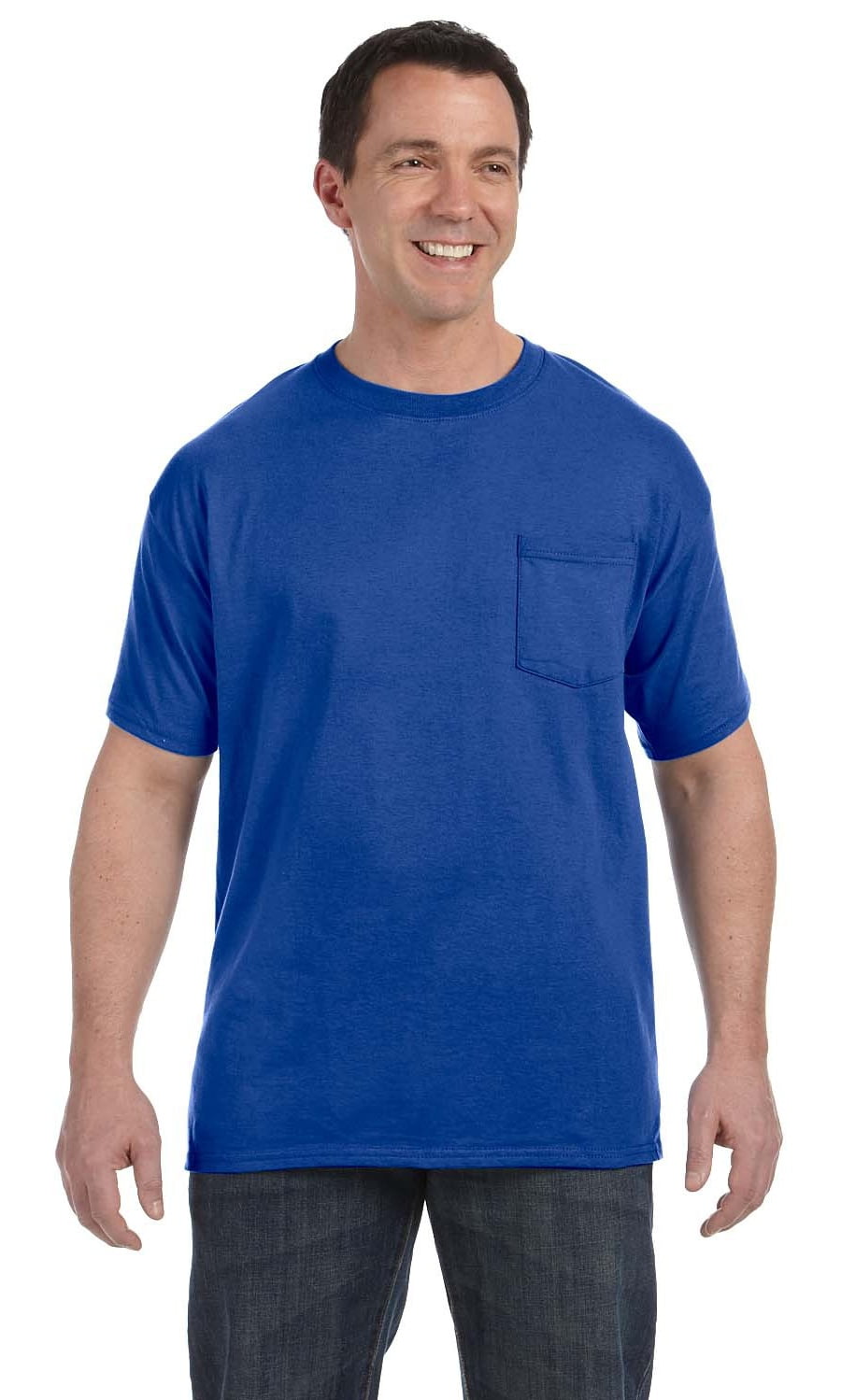 The Hanes Mens 61 oz Tagless Pocket T-Shirt - DEEP ROYAL - S - Walmart.com