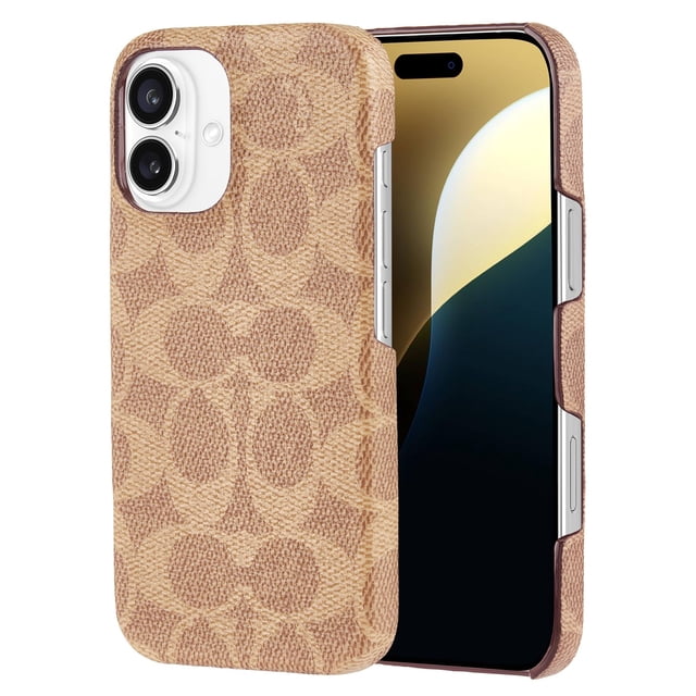 Funda para teléfono Coach Signature Canvas Slim Wrap para iPhone 16, color canela