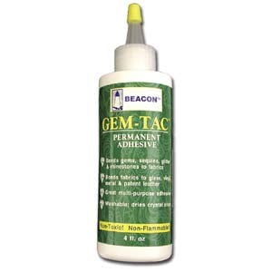 Gem-Tac Permanent Glue Cement Adhesive (Rhinestones) Four Ounces