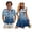 Blue Hawaii, variant on Green Palm Leaf Couple Matching Outfit Husban and Wife Clothing Mens Button Down Beach Shirts Size M and Womens Sleeveless Dress Midi Flared Hem Hawaiian Vacation Sundress