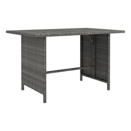 Outdoor Dining Table- 43 Inch Rectangular Top- Dark Gray Poly Rattan