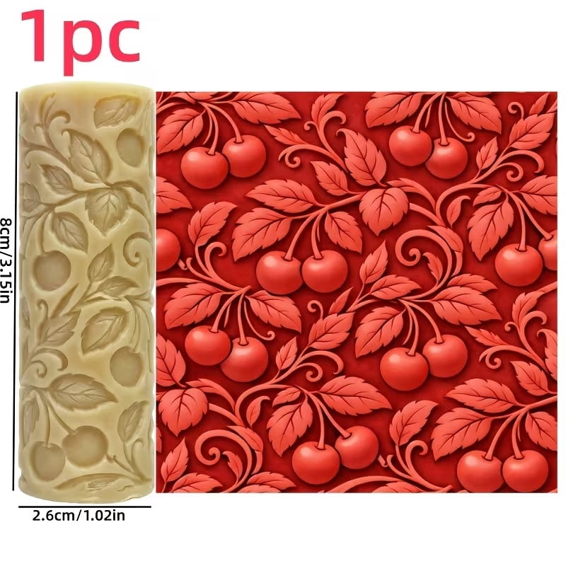 Cherry Textured Embossed Polymer Clay Roller  a must-have texturing tool for ceramic sculptures, perfect for Easter and Valentine's Day