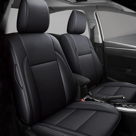 IKABEVEM Custom Fit Full Set Seat Covers Compatible with Toyota Tacoma 2016-2023 Waterproof Faux Leather Vehicle Cushion Cover with Airbag (5 seats,Black)