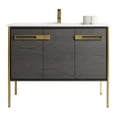 thumbnail image 2 of Fine Fixtures  Oakville Bathroom Vanity  with White Ceramic Sink Black Coal Oak - Satin Brass Hardware 42 Inch, 2 of 9