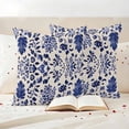 thumbnail image 3 of Vintage Flower Pillow Covers 2 Pack Spring Abstract Dark Blue Floral Leaf Pattern Linen Texture Pillowcase Waterproof Outdoor Throw Pillow Cover for Patio Garden Square Cushion 24”x24”, 3 of 9
