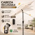 thumbnail image 2 of Sombrilla Plegable Para Exterior Jardin Playa Manivela 2.7m beige, 2 of 7