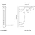 thumbnail image 2 of Ekena Millwork 1 1/2"W x 7 1/2"D x 10"H Avery Wrought Iron Bracket, (Single center brace) (4-Pack), 2 of 5