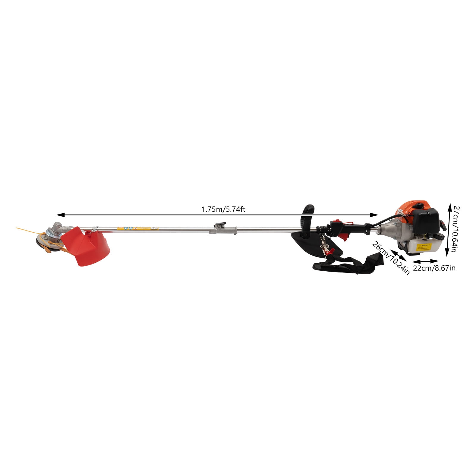 33CC Weed Wacker Eater Gas Powered, 2-Cycle 5.74FT String Trimmer/Edger with Two Blade Heads, Lawn Mower Hedge Trimmer with Rubber Handle & Shoulder Strap