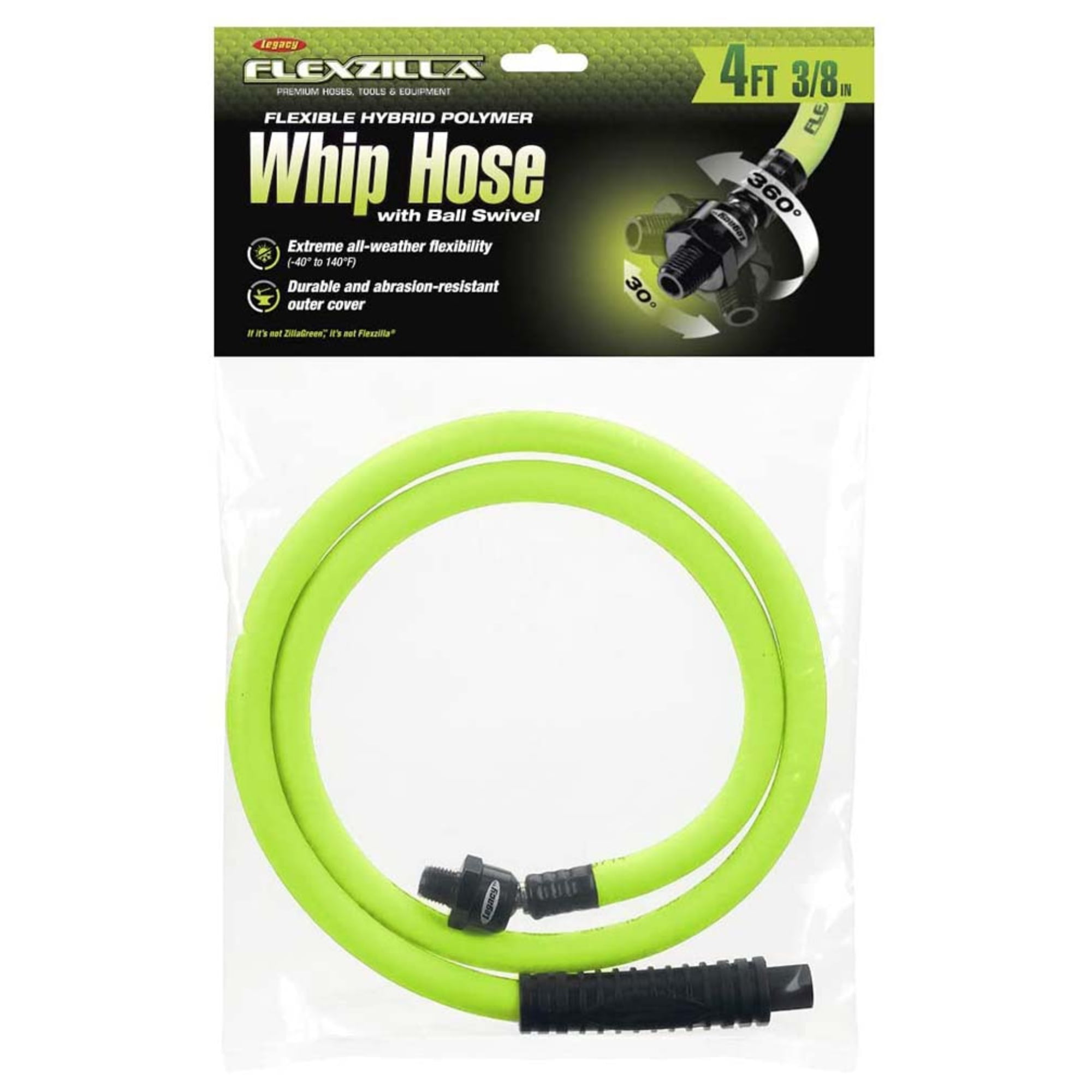 Details about   Flexzilla Whip Hose W/ Ball Swivel 1/4in X 5ft Hfz1405yw2b 