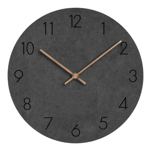 Reloj de pared moderno, silencioso, sin tictac, decorativo, funciona con pilas, redondo. Negro