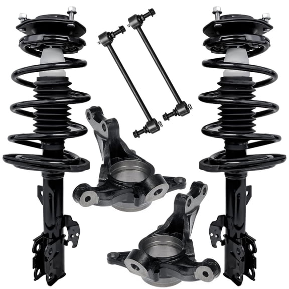 Detroit Axle - 2.4L Front 6pc Steering Knuckles Kit for 2004-2006 Toyota Camry Solara Lexus ES330, 2 Steering Knuckles & Wheel Bearing Hubs 2 Struts & Coil Spring 2 Sway Bars