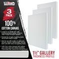thumbnail image 2 of U.S. Art Supply 16" x 20" Gallery Depth 1-1/2" Profile Stretched Canvas 3-Pack - Acrylic Gesso Triple Primed 12-ounce 100% Cotton Acid-Free Back Stapled, 2 of 8