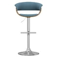 thumbnail image 3 of Sheldon Modern Adjustable Swivel Bar Stool in Denim Blue Woven Polyester Fabric, 3 of 7