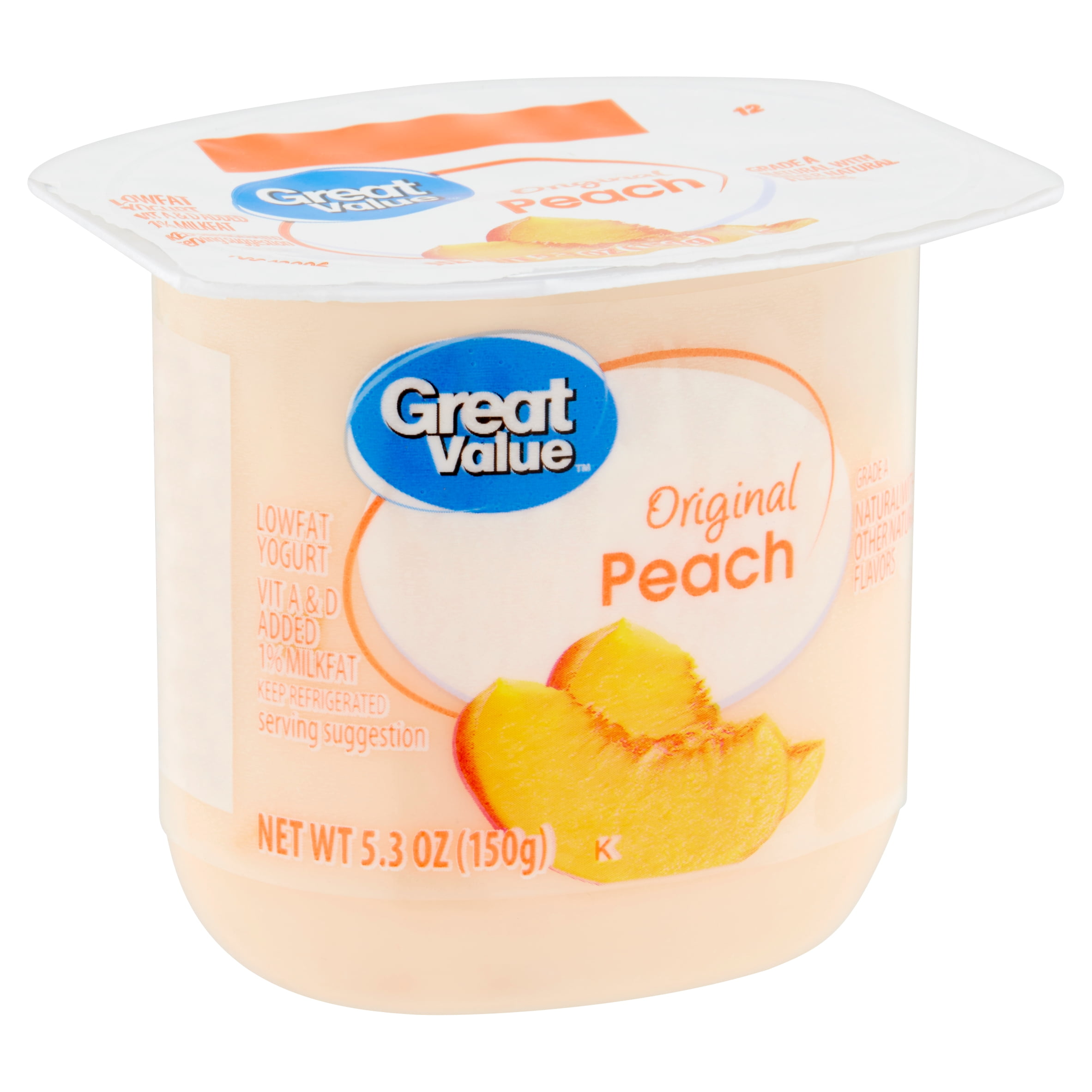 Great Value Original Peach Lowfat Yogurt 5 3 Oz Walmart Com Great Value Original Peach Lowfat Yogurt 5 3 Oz Walmart Com