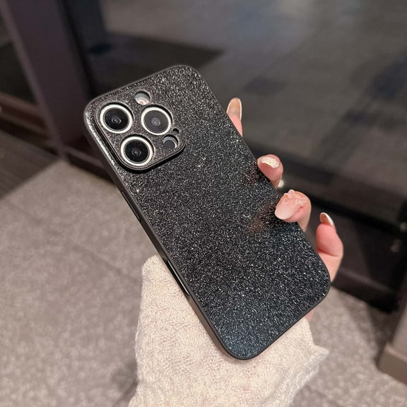 Designed for iPhone 16 Pro Max Glitter Phone Case,Bling Sparkle Luxury Full Back Glitter Design, Military Grade Drop Protection,Shockproof Anti-Scratch Anti-fall Rugged Phone Case,Black