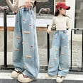 thumbnail image 5 of Shadoumai Wide Leg Jeans for Girls Kids Baggy Jeans Y2K Elastic Waist Pants Casual Loose Denim Pants with Pockets Comfy Trousers, 5 of 9