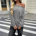 thumbnail image 6 of Womens Off The Shoulder Tops Oversized Tshirts Long Sleeve 2026 Casual Basic Tees, 6 of 7