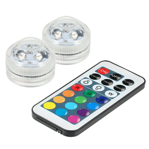 Zootealy Mini LEDs RGB Submersible Light Colorful Lamp Underwater Candle Light IP68 Water Resistance with Remote Control 2pack