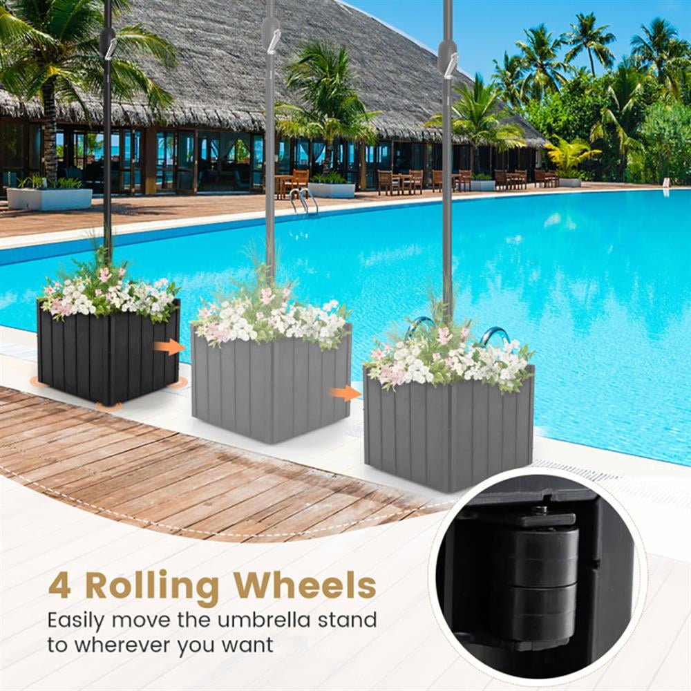 Kadyn Umbrella Base, Patio Umbrella Base, 2-in-1 Outdoor Umbrella Base Planter Patio Umbrella Stand with Flower Box-Black